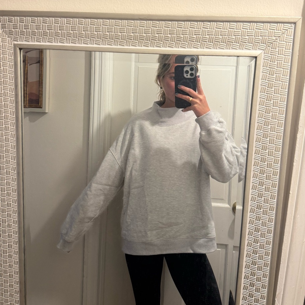 Mock neck grey crew neck